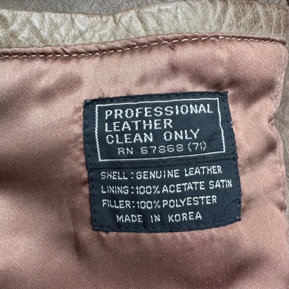 Vintage Leather Aviator Bomber Jacket Coat Brown Size M 1980s J Riggings Korea - Picture 5 of 15